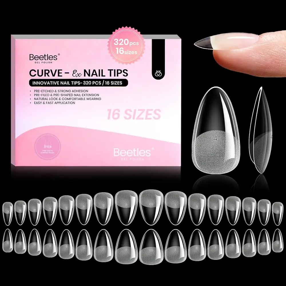 Short Almond【Only Tips】Curve-EX 16 Sizes 320 Pcs