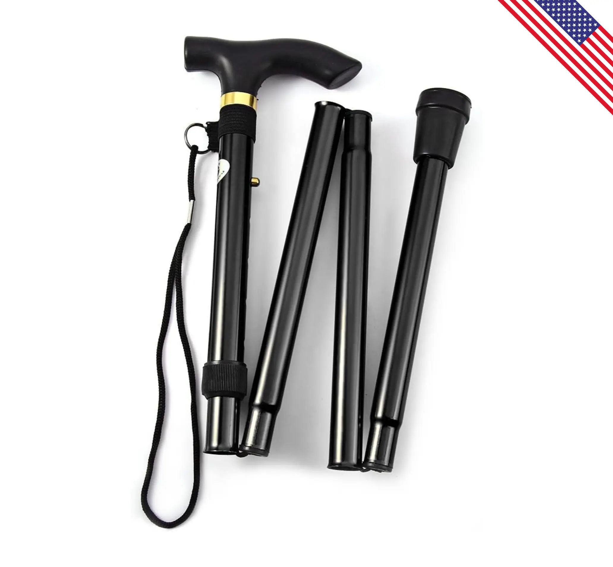 Folding Lightweight Walking Stick, Adjustable Aluminum Collapsible Travel Cane with Non-Slip Rubber Base – Portable Mobility Support for Seniors & Adults