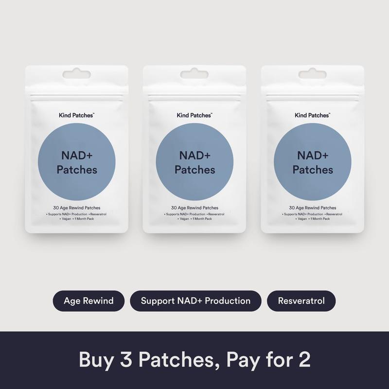 3 Packs of Kind Patches NAD+ Patches, Supports NAD+ Production, Resveratrol, Vegan, 3 Months Supply