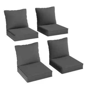 【Only  Cushion】 Aoxun Replacement Cushions for Outdoor Furniture, 4-Piece Outdoor Cushions for Patio Furniture, Deep Seat, Waterproof & Fade Resistant Couch Cushion for 4-Seat Patio Conversation Sets, Grey