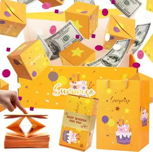 Surprise Explosion Cash Gift Box, Creative Foldable Pop-Up Red Envelope Gift Box – a luxurious cash explosion gift box suitable for birthdays, anniversaries, and proposals