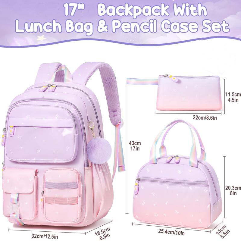 Fimibuke Waterproof Clear Backpack 3PCS Set with Lunch Box & Pencil Case – Lightweight School Backpack Stadium Approved for Elementary, Middle & High School Students TikTokShopBacktoSchool