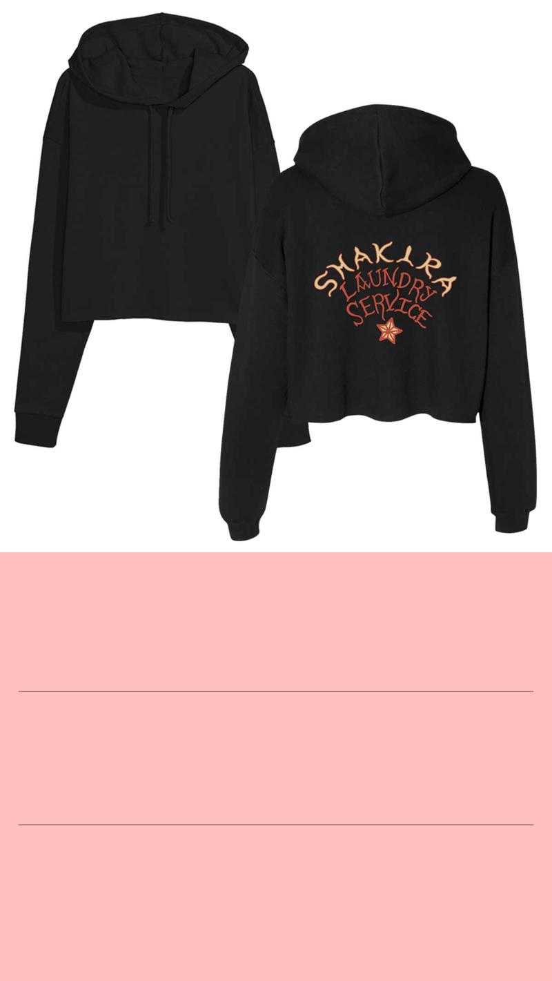 Laundry Service Logo Ladies Cropped Hoodie - Black