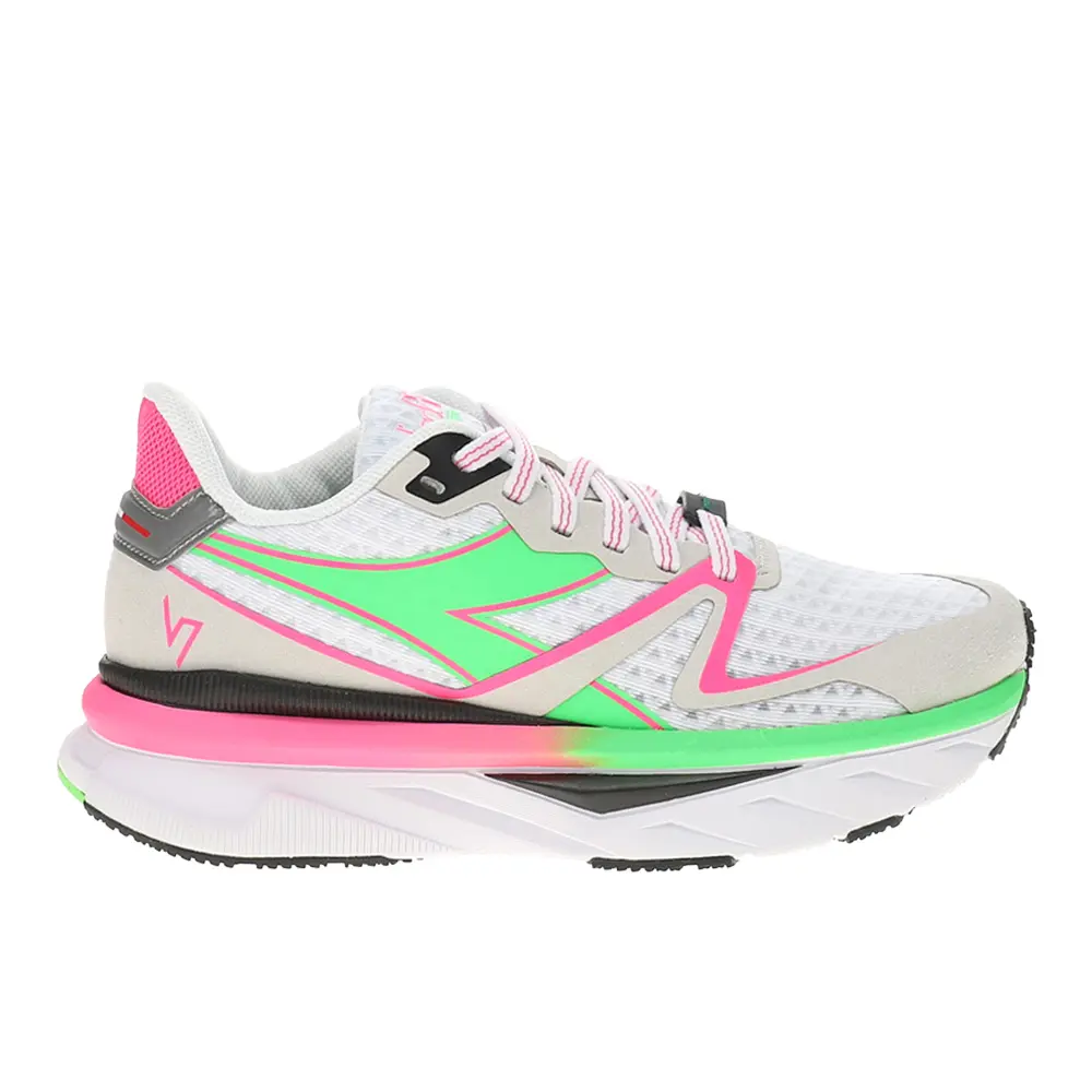 diadora Womens Atomo V7000 Running Sneakers Shoes - Green, Pink, White