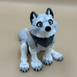 Wolf Pup Figurine - Premium PLA Filament 3D Printed Decorative Art Piece for Shelves & Desks Natural Color Variations Handcrafted Modern Design