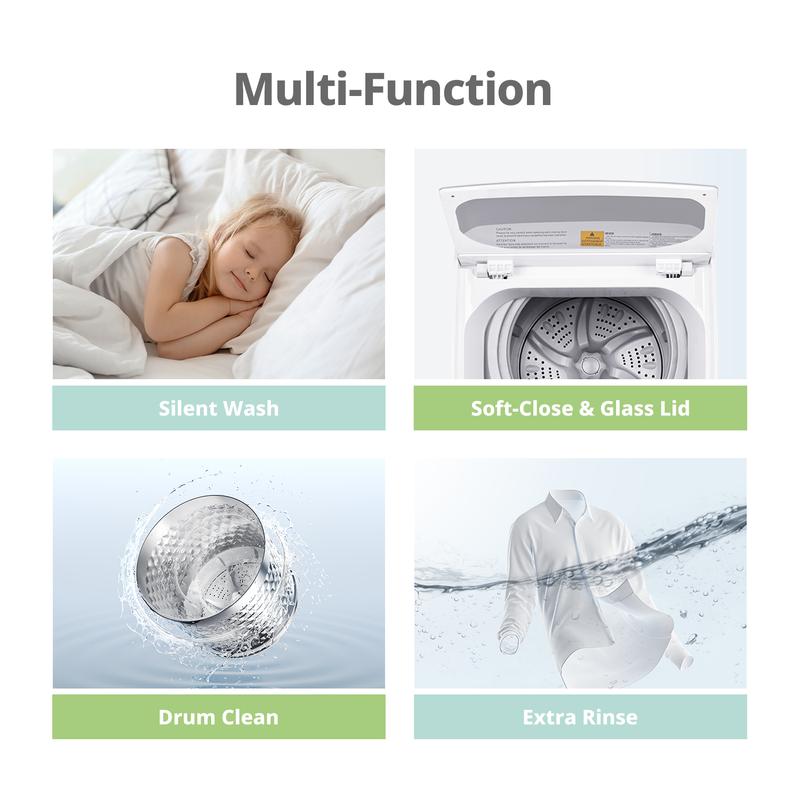 Comfee' Portable Washing Machine, gift, 0.9 cu.ft Compact Washer With LED Display, with pump, 5 Wash Cycles, 2 Built-in Rollers, Space Saving Full-Automatic Washer, Jumpstart