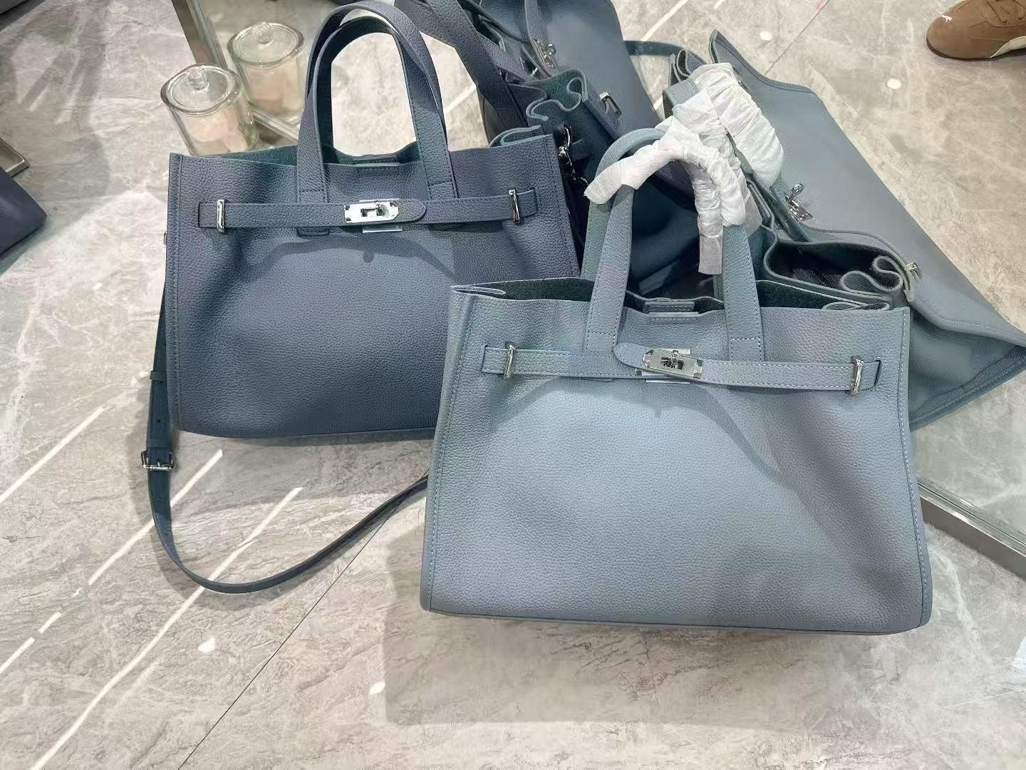Urban Luxe Genuine Leather Power Tote with Silver-Tone Hardware Women's Shoulder Bag Elegant Durable Everyday Use Spacious Handbag Casual Trendy Purse, Everyday Bag,summervibes