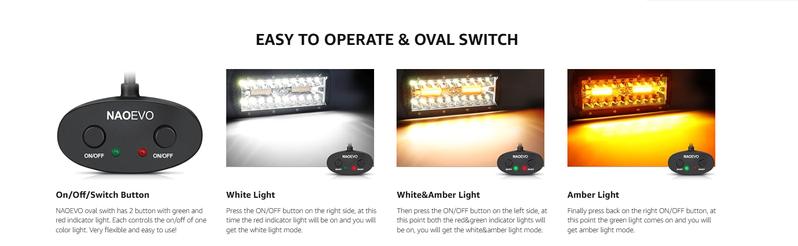 NAOEVO 7 Inch LED Light Bar, 240W 24,000LM Offroad LED Pods, Spot/Flood Combo, 2-Pack with Wiring Harness for Truck/Boat/UTV/ATV