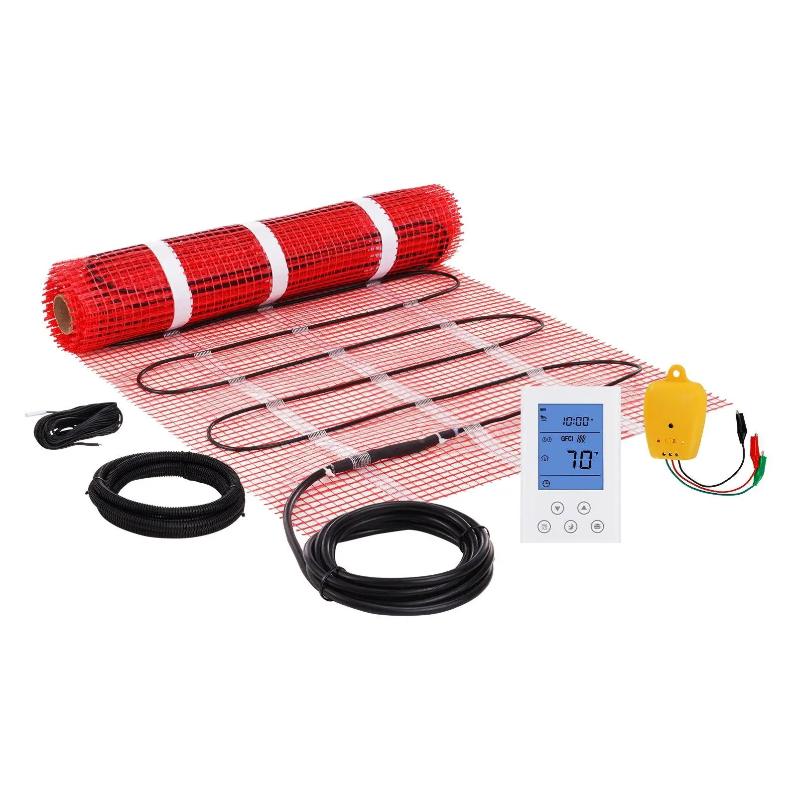 VEVOR Floor Heating Mat,  20 Sq. ft, Electric Radiant In-Floor Heated Warm System with Digital Floor Sensing Thermostat, Includes Installation Monitor, Adhesive Back for Easy Installation on The Floor#BackToSchool