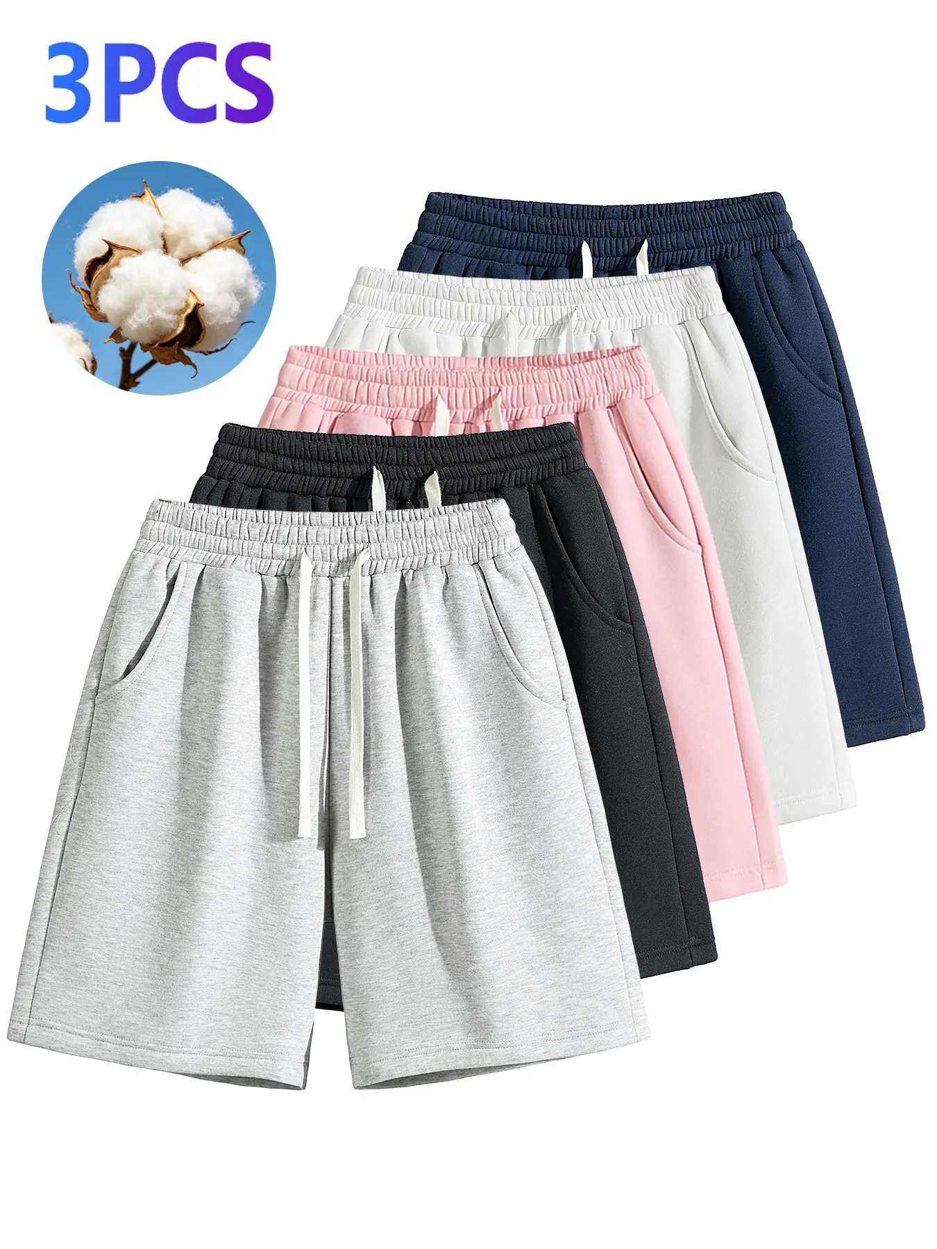 Men's Casual Moisture-Wicking Short Pants, Above Knee Loose-Fit Shorts with Adjustable Drawstring for Summer Workouts and Lounging, Baggy, Cotton Shorts sohochic