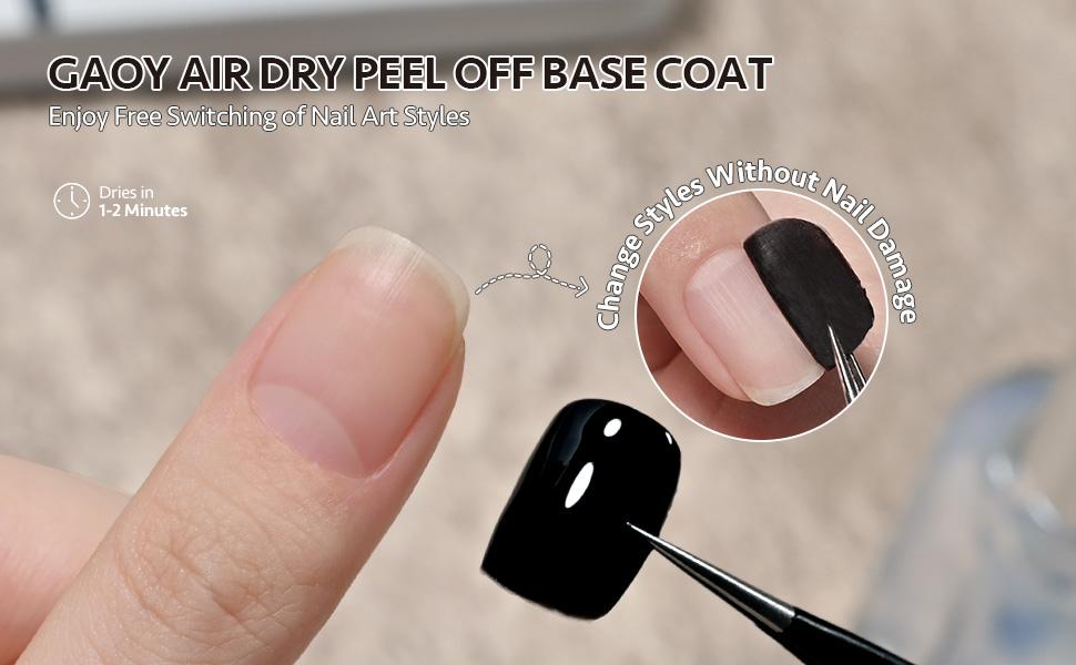 GAOY Air Dry Peel Off Base Coat, 16ml Practice Base Coat for Nail Colors Test, Easy to Peel, No UV/LED Lamp Needed