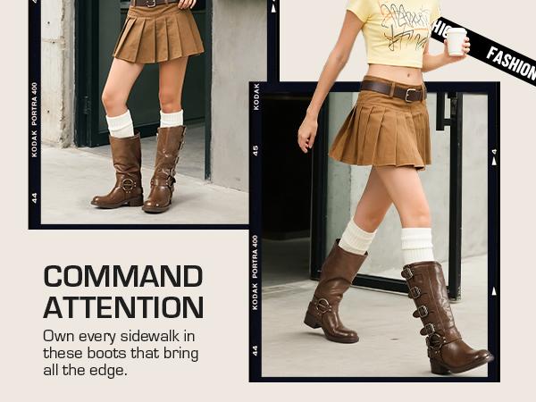 Dream Pairs Square Toe Motorcycle  combat melania Bota  Comfort Walking Shoes Footwear Parent Riding boots