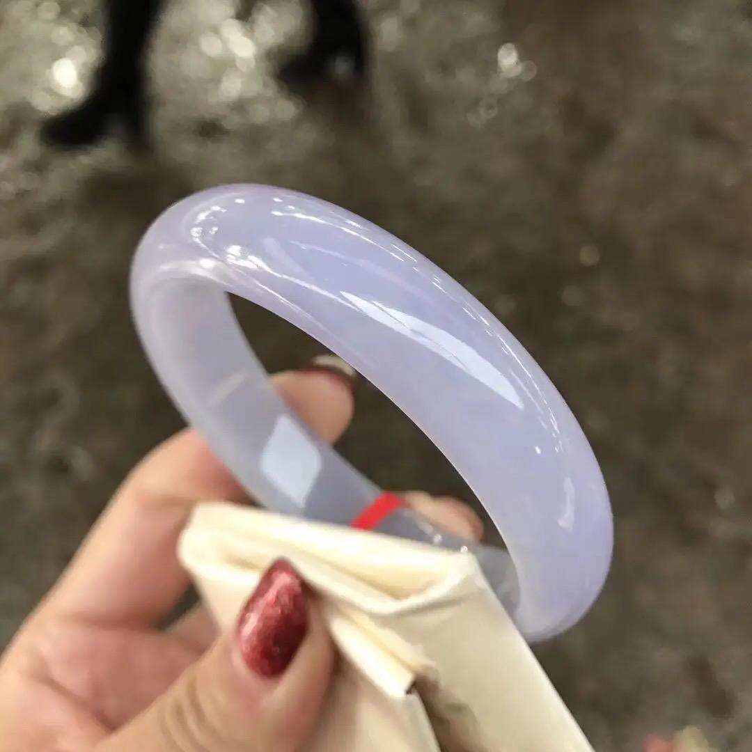 Women's Burmese Jadeite Translucent Lavender Violet Gemstone Bracelet