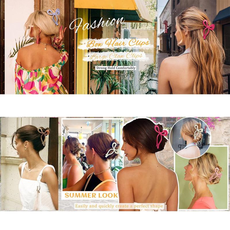 4-Piece Suit Bow Hair Clips Claw Clip for Women Girls Nonslip Large Hair Claw Clips for Thin and Thick Hair