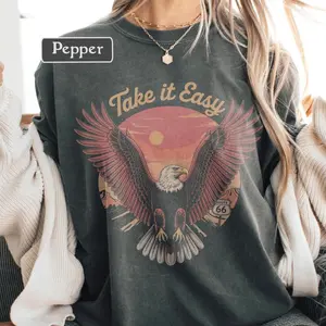 Vintage Eagle Comfort Color T Shirt, Vintage Rock Band Style Tee, Route 66 Desert Graphic Shirt, Retro Music Inspired Unisex Tee