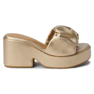 COCONUTS by Matisse Womens Rue Metallic Platform Casual Sandals Casual High Heel 3" & Up - Gold
