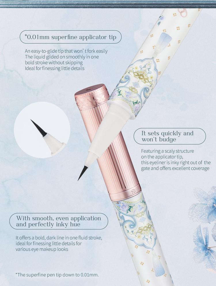 Flower Knows Butterfly Cloud Collar Collection Liquid Eyeliner, Ultra-fine Tip Liquid Eyeliner, Precise Definition, Waterproof, Quick Drying, Smudge Proof, Smooth, Multicolor, All Day Eyeliner Makeup, Summer Makeup Gift, Makeup Beauty Cosmetics