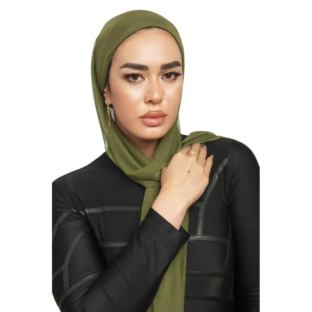 2 in 1 Instant Swim and Gym Hijab Quick Dry Waterproof Undercap with Presewen Mesh Hijab Casual Black