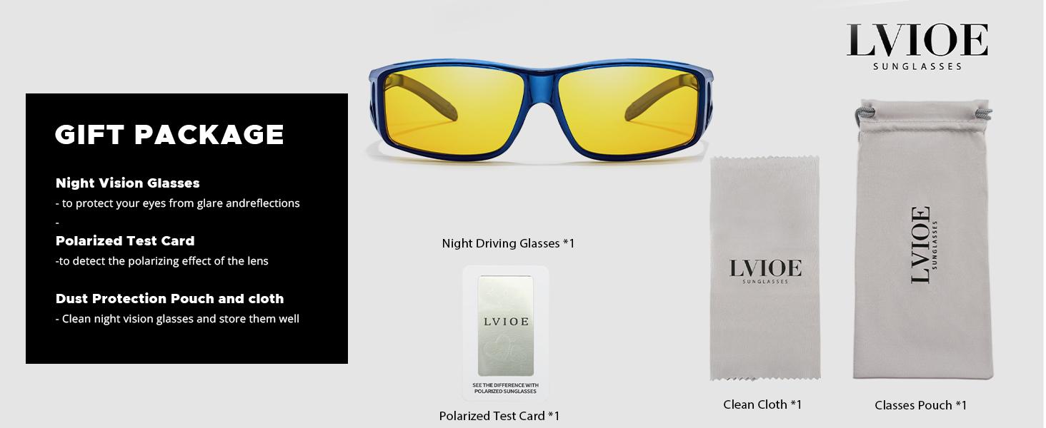 【Friend’s Pick】LVIOE Around Night-Vision Glasses, Fit Over Prescription Glasses with Polarized Yellow Lens Night-Driving Glasses