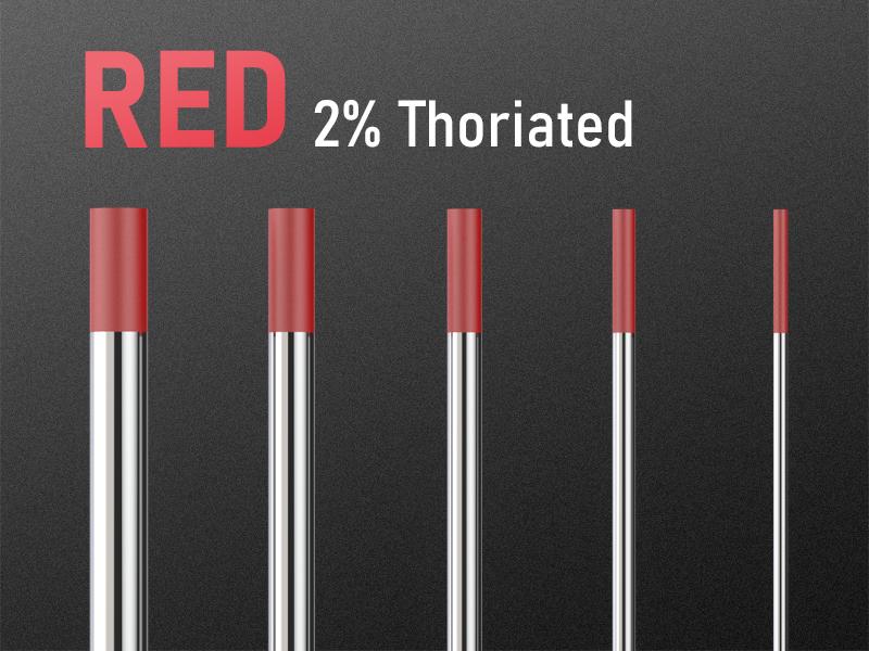 YESWELDER TIG Welding Tungsten Electrodes 10pk, 040" 1/16" 3/32" 1/8" x 7" (Red - 2% Thoriated, WT20/EWTh-2)