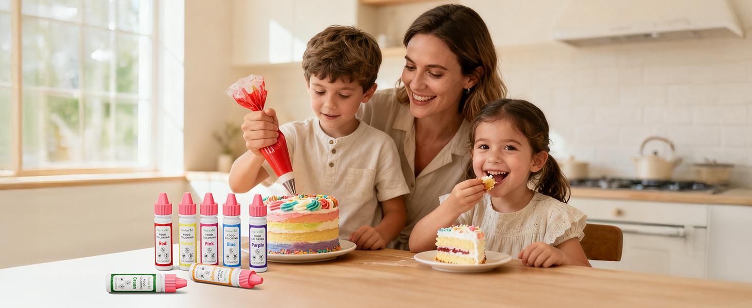 7 Natural Plant-Based Liquid 0.35 Fl oz 10ml per Bottle Food Coloring Kit Vibrant Colors for Cake Easter Egg Frosting Slime Cookies Baking