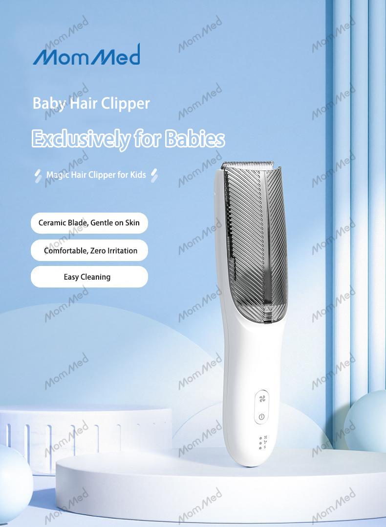 MomMed Baby Hair Clippers, Ultra Quiet Electric Vacuum Baby Clippers with Charger Base, Cordless Rechargeable Waterproof Haircut Kit for Kids & Men