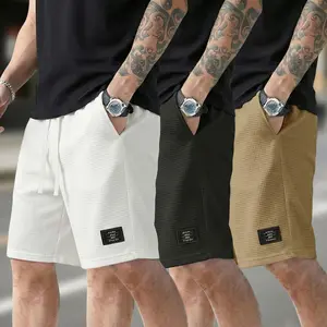 Men’s waffle-knit shorts, 3-pack — casual summer shorts with an elastic drawstring waist, made from stretchy, breathable, soft fabric; solid colors that are easy to match—a tropical spring essential.