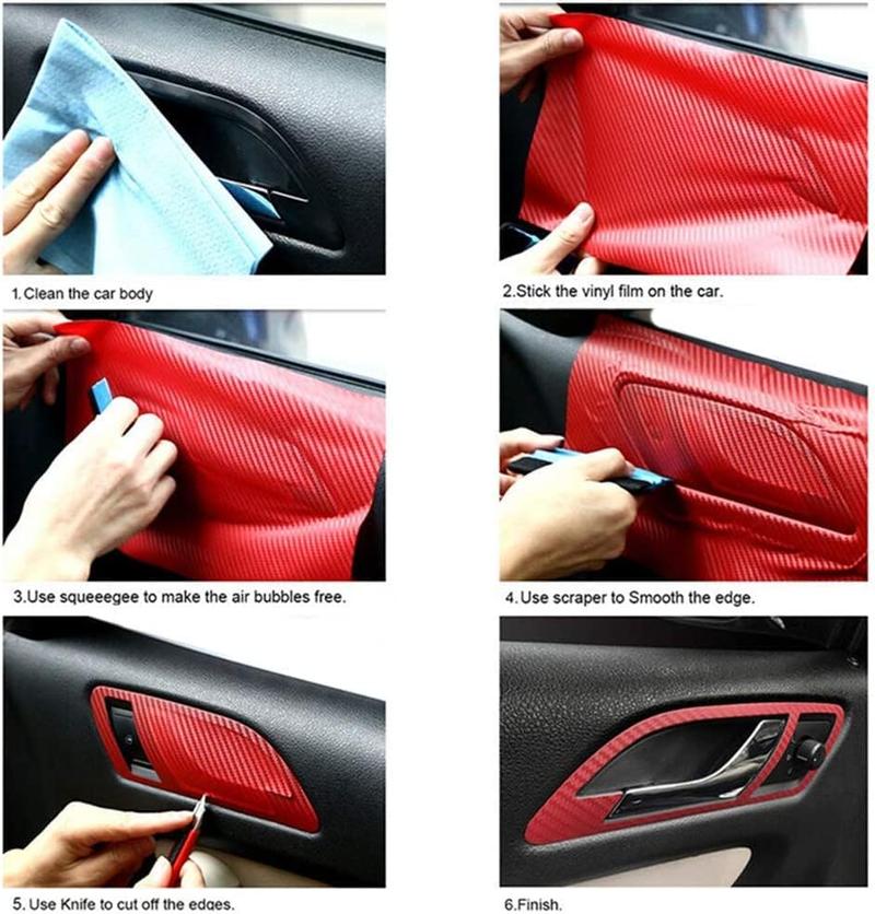 FONESO Car Body Sticker with Cutter and Hand Tool Kit, 60 x 8 inch Car 7D Matte Carbon Fibre Vinyl Film Wrap Protector Sticker, 5FT Self-Adhesive Air Bubble Free Easy to Install, Universal For All Cars SUVs Sedan Coupe Truck Pickup Bike Motorcycle