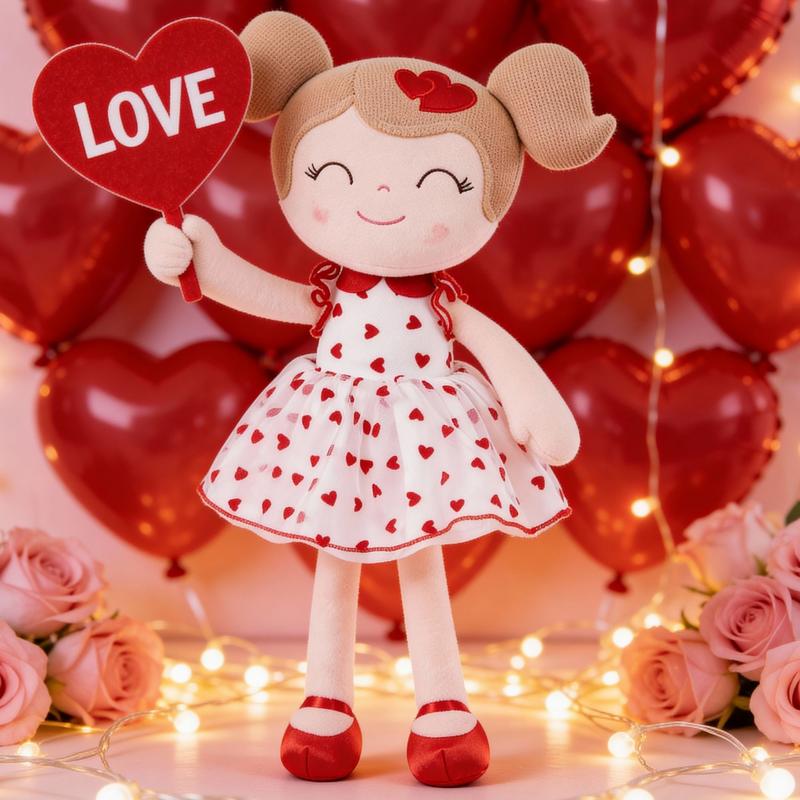 Gloveleya Valentine Gift Doll Princess Heart Doll Soft Cuddle Toy for Girls Perfect Valentine’s Day Gift Idea for Kids 0 to 6 Years