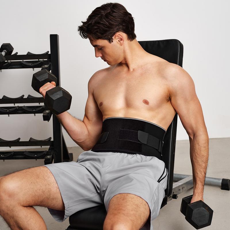Nebility Men’s Adjustable Dual Velcro Lumbar Support Belt, V-Shaped Back Brace for Strong Support and Improve Posture, Breathable & Comfortable for Sports and Daily Use
