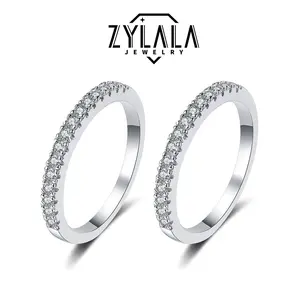 [005-2PCS] Synthetic Moissanite Eternity Band Simple Style Sterling 925 Silver Ring Birthday Gift Casual Daily Wearing