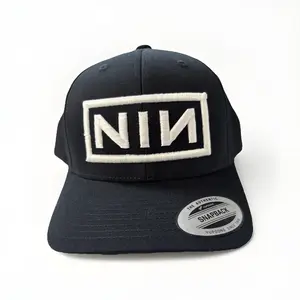 Nine Inch Nails Hat NIN Rock Hall Of Fame Snapback Structured Cap Black White Raised Logo