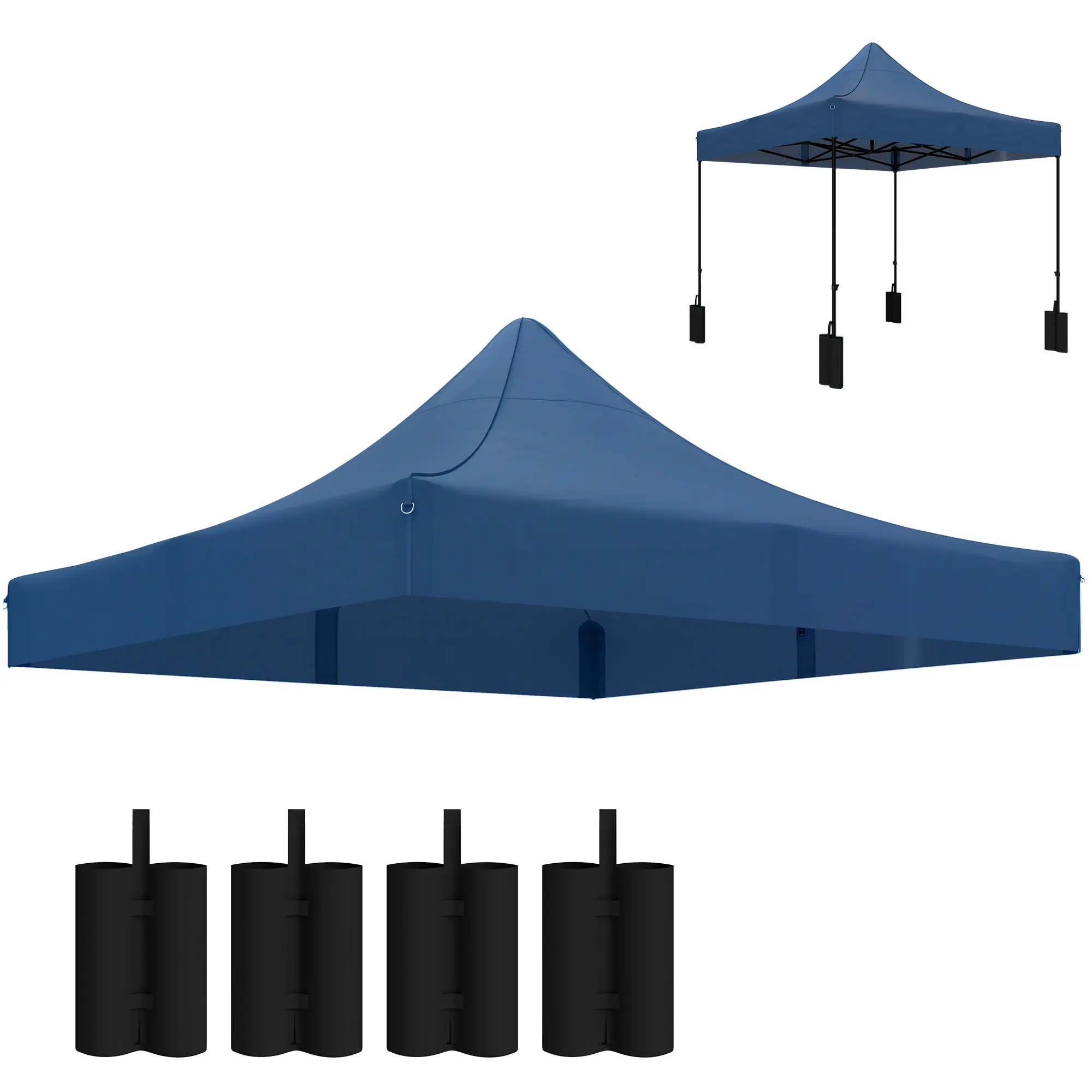 Outsunny 10'x10' Removable Lightweight Canopy Replacement Cover, UPF50+ Beach/Sun/Outdoor Patio Shade Canopy Top with 4 Weight Bags, 8 Drainage Holes, Navy Blue, Beach Shade Canopy
