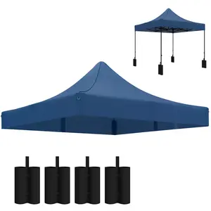 Outsunny 10' x 10' Canopy Replacement Cover with 4 Weight Bags and 8 Drainage Holes, UPF50+ Pop Up Canopy Cover Replacement Top, Navy Blue