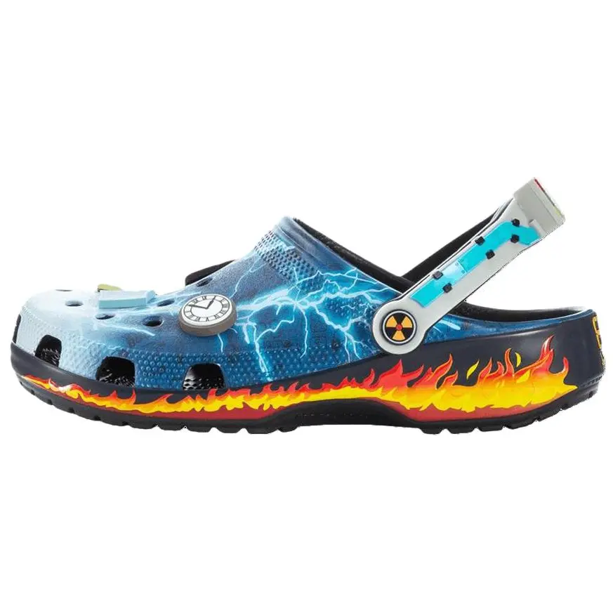 Back to The Future x Crocs Classic Clogs 'Lightning Blue Flame' - Unisex Casual Croslite Footwear, Sports Shoe