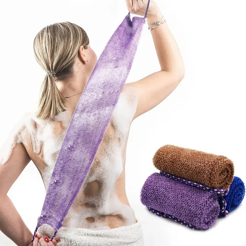 3-Pack AfricanNetSponge, African Mesh Sponge with Handle Long African Exfoliating Mesh Face Towel Bath Sponge Mesh Cloth Body Back Scrubber Shower Loofah, Body Wash Sponge
