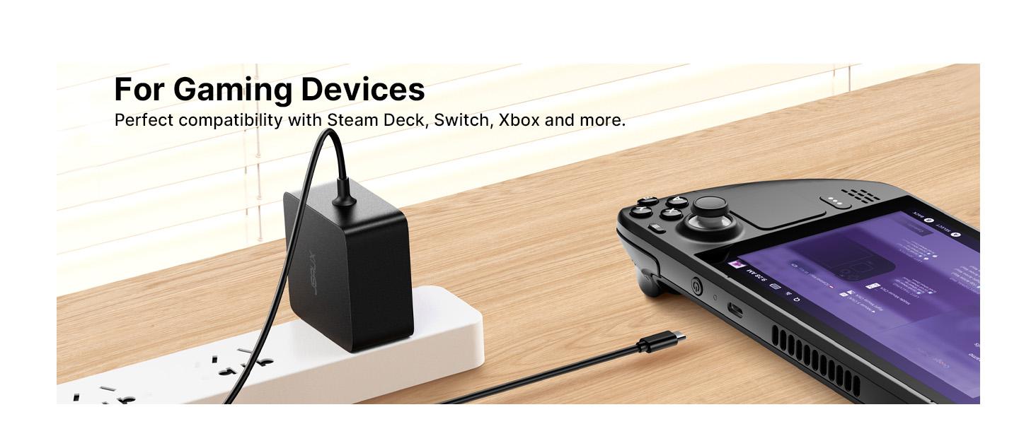 JSAUX 65W USB C Charger with 10FT Cable, Fast Wall Charger for ROG Ally, Steam Deck, MacBook Pro/Air, Chromebook, Huawei Matebook, Dell, Lenovo, ASUS, and more.