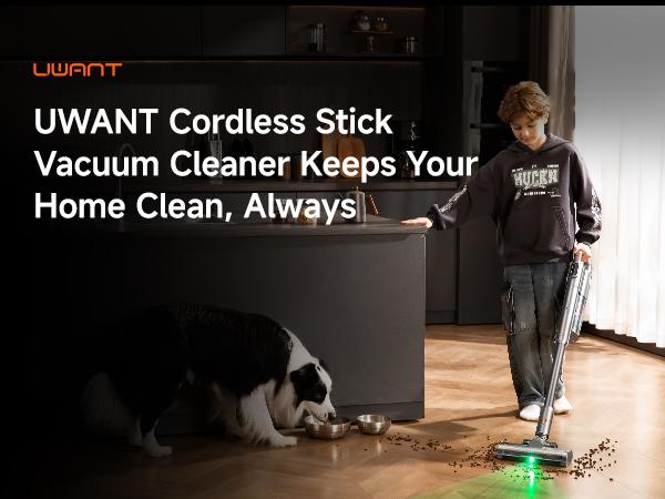 Uwant Self Emptying Cordless Vacuum Cleaner, Powerful Suction for Whole Home Cleaning，Portable,  Stick Vacuum for Pet Hair, Carpets & Hardfloor