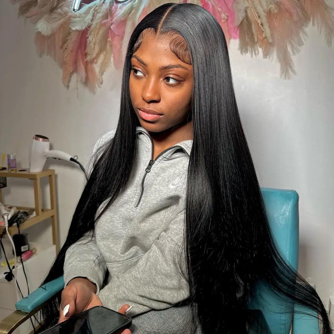 Bling Hair 30 32 Inch 13x4 13x6 HD Transparent Bone Straight Lace Front Wig 180 Density Brazilian 360 Lace Frontal Wigs Human Hair For Women