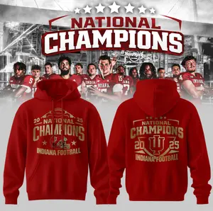 Indiana Hoosiers Football 2025/26 National Champions Hoodie Collection - Limited Edition IU Victory Merch - Vintage Red Collegiate Streetwear - Championship Season Commemorative Sweatshirt  #IndianaHoosiers #HoodieSeason #GamedayOutfit #IUFootball #Hoodie
