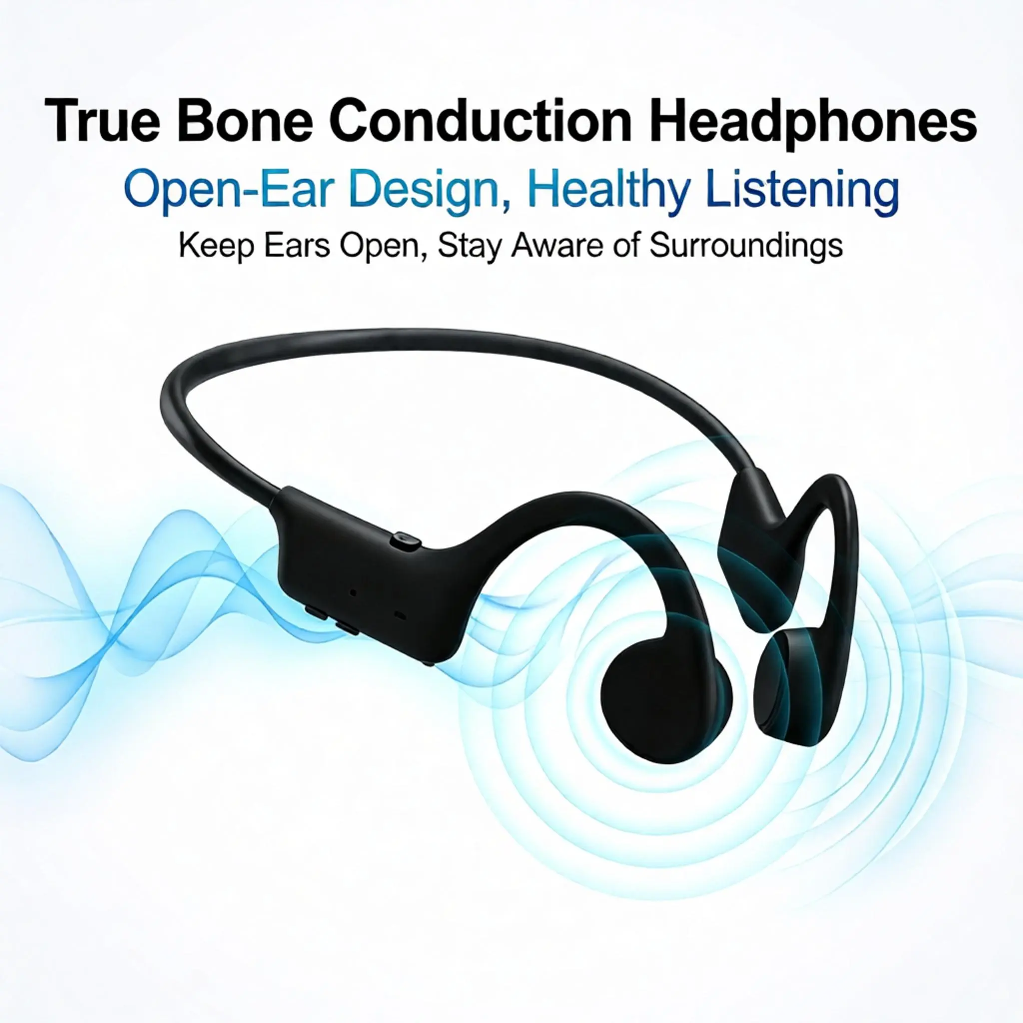 Open-Ear Bone Conduction Headphones, Bluetooth 5.3, IP55 Rated, Stereo Sound, Lightweight Fit, Alloy Build, Stable Connection, Sports Wireless Earphones for Running, Cycling, Compatible with iOS/Android Devices