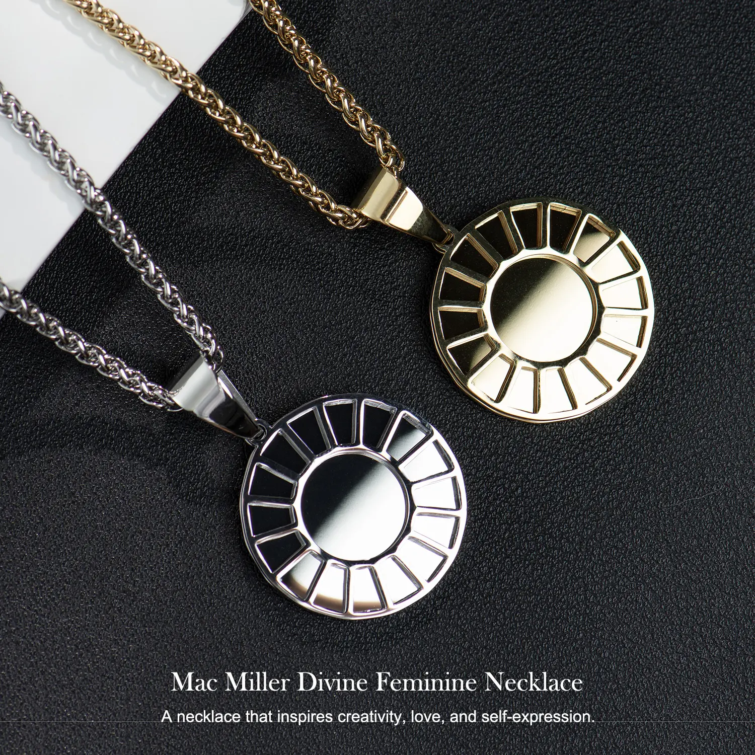 Holylegend Divine Feminine Statement Necklace, 24 in Long Metal Coated Chain with Compact Mirror Pendant, Chic Unisex Inspirational Jewelry for Daily Wear, Chic Gorgeous Jewelry, Mirrors, Casual, Chain & Link