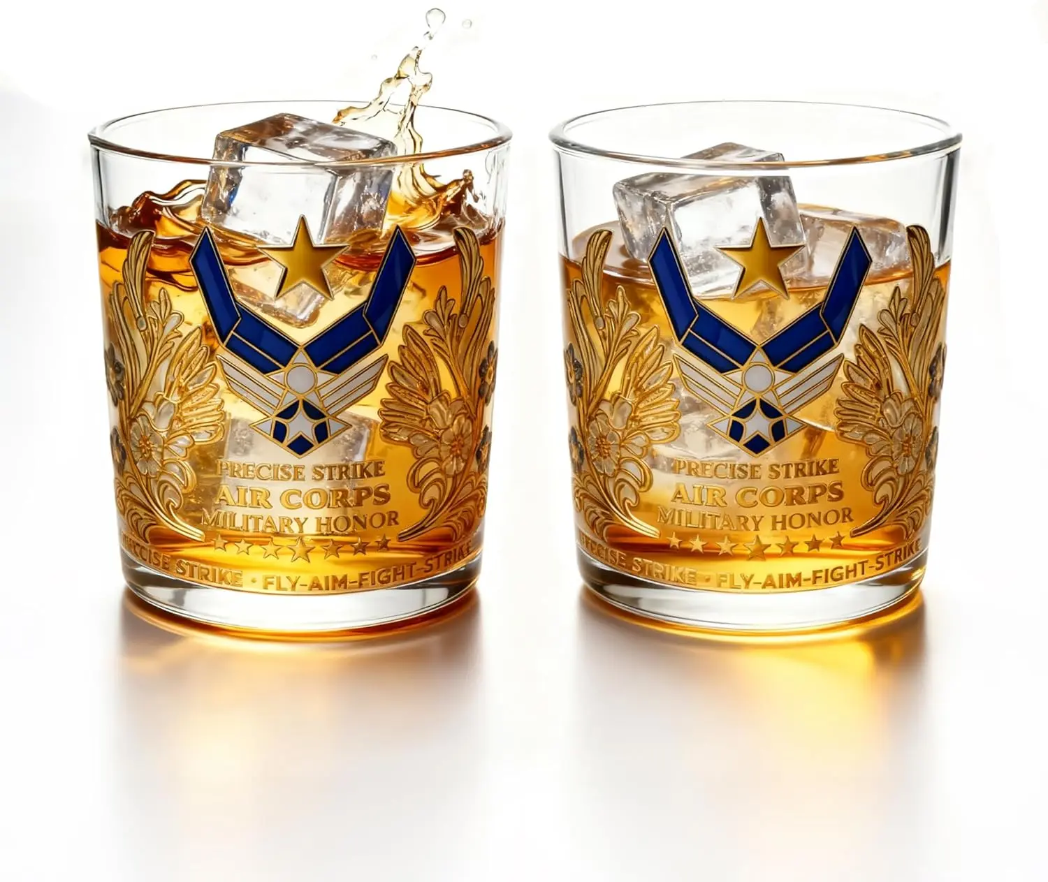U.S. Air Force Glass Cups – Airforce Gift for Men - Globe Bourbon & Scotch Gifts for Dad, Men - 11oz Whiskey Glasses