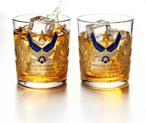 U.S. Air Force Glass Cups – Airforce Gift for Men - Globe Bourbon & Scotch Gifts for Dad, Men - 11oz Whiskey Glasses
