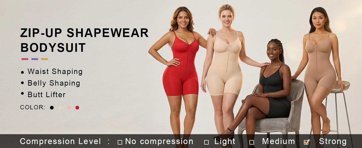 SHAPERX Shapewear for Women Tummy Control Bodysuits Zip-Up Comfort Ultra Stretch Fabric Customizable Fit Breathable Mesh Design Comfortable Fit SHAPERX Shapewear for Women Tummy Control Bodysuits Zip-Up Comfort Ultra Stretch Fabric Customizable Fit Breathable Mesh Design Comfortable Fit