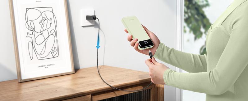 Charmast Ultra-Slim 10000mAh Portable Charger with Built-in Cables 6-Output & 3-Input Fast Charging External Battery Pack Power Bank for Smartphones Tablets USB-C Devices Travel Ready Airline Approved