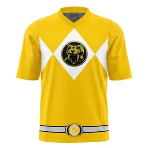 Yellow Ranger Mighty Morphin Power Rangers American Football Jersey 2026 Men's and Women's American Football Jerseys, Rugby Jerseys, Sportswear, Training Jerseys, T-shirts, Quick-Drying Tops - Hot Trend 2026