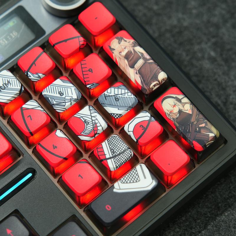 Aula Phantom Heat OEM Pudding Keycaps 119 Keys | Red & Black PBT+PC Backlit Keycap Set for 61/68/75/87/98/104 Layout Mechanical keyboard Includes Compatibility Keys 5-Side Dye-Sublimated Legends 4-Side Black Translucent Pudding Design Gaming Accessoies
