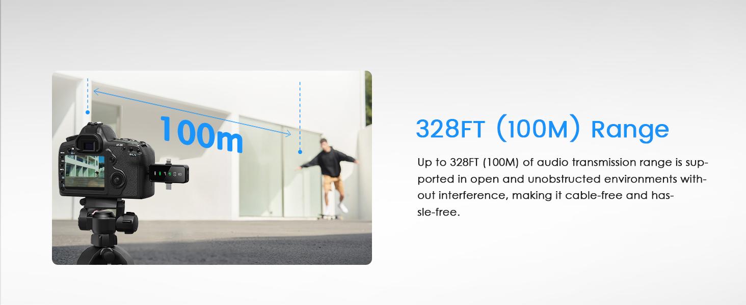 3-in-1 Wireless Microphone for iPhone, Android, Camera - 328ft Long Range, 20H Battery Life,Lapel Mic with AI Noise Reduction for Video Recording, YouTube, TikTok