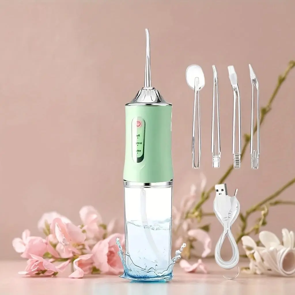 Rechargeable Water Flosser Oral Irrigator, Cordless Dental Accessories for Gum Health with 3 Modes & 4 Nozzles, USB Port, Travel Size, Daily, Batteries, Valentine's Day, Water Flosser Teeth, Youth, Valentine's Day Gift, 3 Modes/4 Tips, Built-In Li-Ion, 3